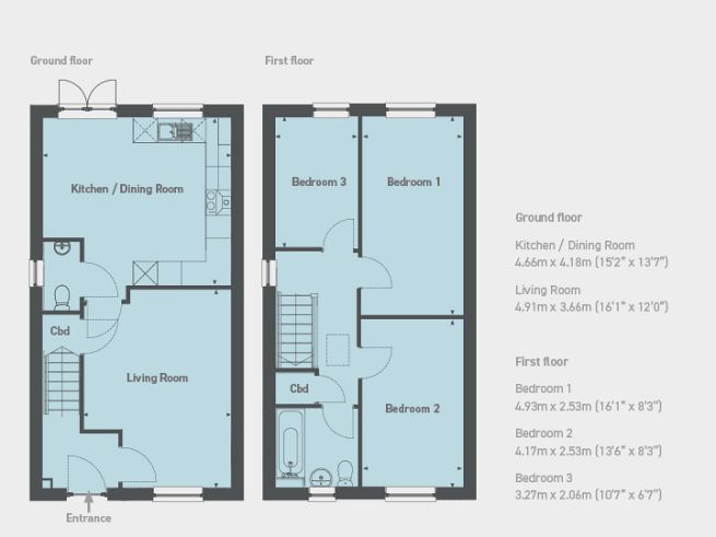 Floor plan, 3 bedroom house  - artist's impression subject to change